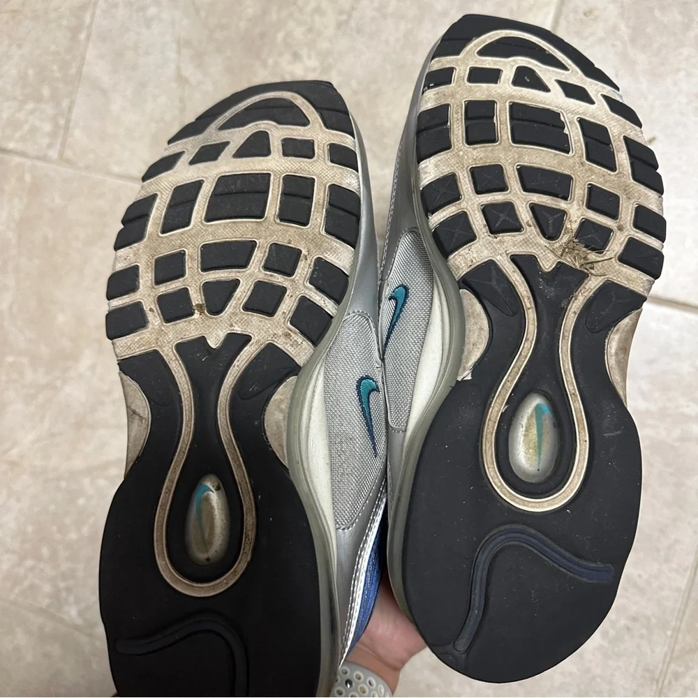 Nike Men's Air‎ Max 97 Shoes, Metallic Silver/Chlorine Blue size 10 used